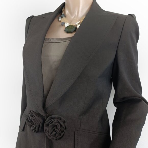 ANNE KLEIN Pantsuit Rosette Snap Flare Leg 10 - Picture 3 of 6